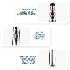 9 Gears Electronic Acupuncture Pen Pain Relif Therapy Massage Pen Women 9 Gears Body 5-in-1 Back Arm Energy Meridian Tired Electric Pen Muscle Relax Body Deep Tissue Massage Tool - Otaj Gifts