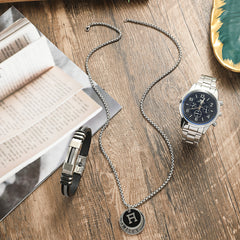 Men's Business Gift Holiday Birthday Gift Bracelet Necklace Watch Suit - Otaj Gifts