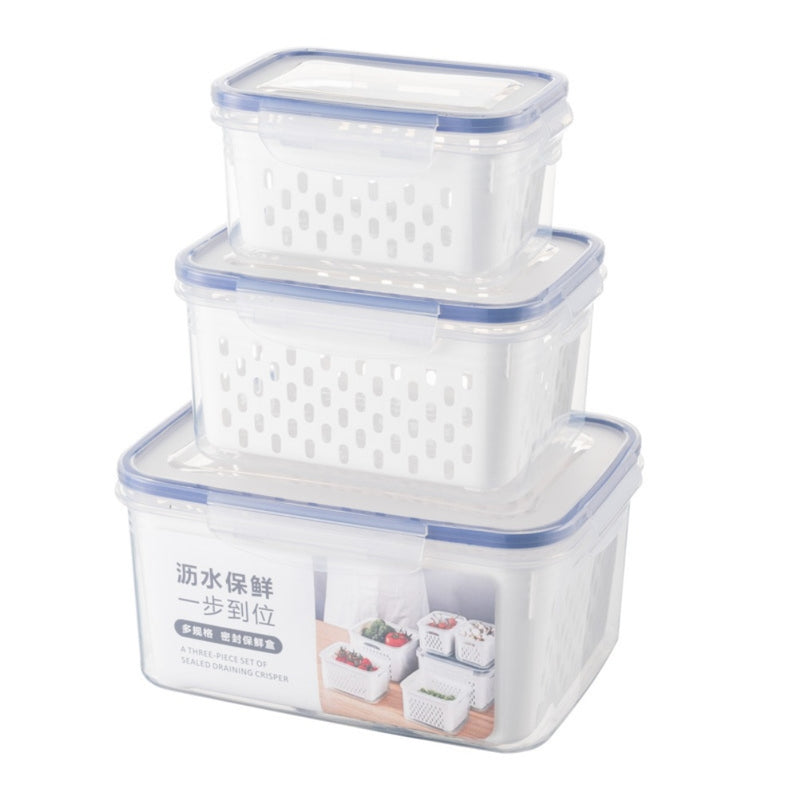 1Pc/3Pcs Fruit Vegetable Storage Containers for Fridge Produce Saver Containers with Lid Colander Refrigerator Organizer Bins Produce Keepers - Otaj Gifts