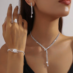Fashion Simple Necklace Earring Bracelet Four-piece Set - Otaj Gifts