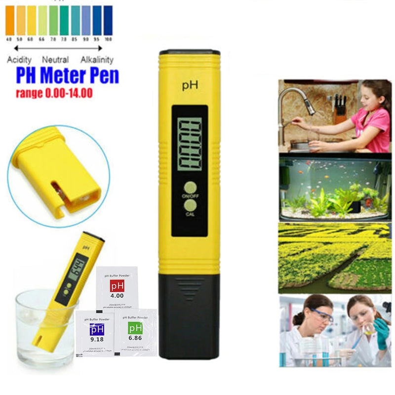 PH Meter 0.01 PH Battery Powder High Precision Water Quality EC Tester 0-14 PH Measurement Range For Aquarium Swimming Pool Digital Electric PH Meter LCD Tester Pocket Hydroponics Aquarium Water Test - Otaj Gifts