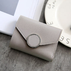 Ring British Retro Lychee Pattern Women's Solid Color Tri-fold Wallet - Otaj Gifts