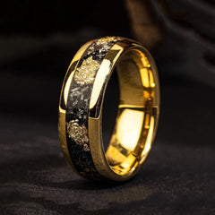 Fashion 8mm Men Stainless Steel Rings Inlay Meteorite Abalone Shell Rings For Men Women Wedding Engagement Band Jewelry Gift - Otaj Gifts
