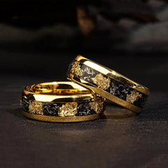 Fashion 8mm Men Stainless Steel Rings Inlay Meteorite Abalone Shell Rings For Men Women Wedding Engagement Band Jewelry Gift - Otaj Gifts