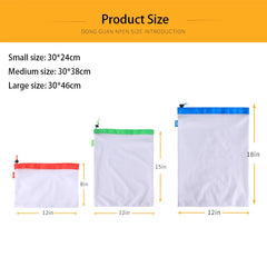 3 Sizes Reusable Mesh Produce Bag Washable Eco-Friendly Bags for Grocery Shopping Storage Fruit Vegetable Toys Sundries Bag - Otaj Gifts
