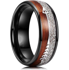 Fashion 8mm Men Stainless Steel Rings Inlay Meteorite Abalone Shell Rings For Men Women Wedding Engagement Band Jewelry Gift - Otaj Gifts