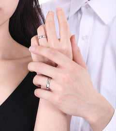 Never Fade Simple 4mm Glossy Stainless Steel Ring for Couples  Silver Color - Otaj Gifts