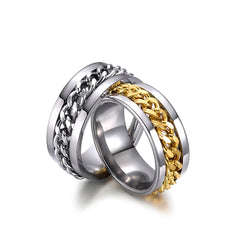 Classic Fashion Titanium Stainless Steel Chain Spinner Rings For Women & Men - Otaj Gifts