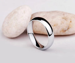 Never Fade Simple 4mm Glossy Stainless Steel Ring for Couples  Silver Color - Otaj Gifts