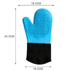 Non-Slip Silicone Oven Mitt Waterproof Heat Resistant Kitchen Gloves Long Cotton Bbq Oven Gloves for Barbecue Cooking Baking - Otaj Gifts