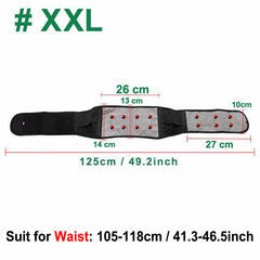 Tcare M - 4XL Adjustable Tourmaline Self Heating Magnetic Therapy Back Waist Support Belt Lumbar Brace Massage Band Health Care - Otaj Gifts