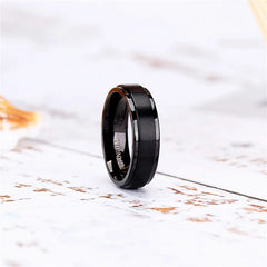 Tigrade 4/6/8/10mm Black Titanium Ring Man Brushed Wedding Band Women Engagement Rings Silver Color Bague Femme anneau bijoux - Otaj Gifts