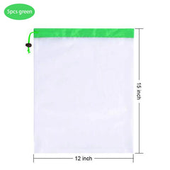 3 Sizes Reusable Mesh Produce Bag Washable Eco-Friendly Bags for Grocery Shopping Storage Fruit Vegetable Toys Sundries Bag - Otaj Gifts