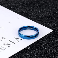 Blue Men Wedding Band Titanium Rings Engagement Rings For Women High Polished Rings - Otaj Gifts