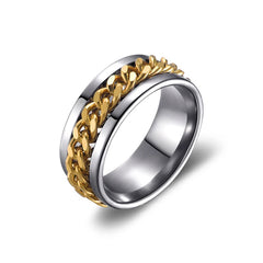 Classic Fashion Titanium Stainless Steel Chain Spinner Rings For Women & Men - Otaj Gifts