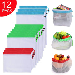 3 Sizes Reusable Mesh Produce Bag Washable Eco-Friendly Bags for Grocery Shopping Storage Fruit Vegetable Toys Sundries Bag - Otaj Gifts