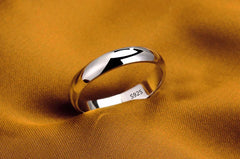 Never Fade Simple 4mm Glossy Stainless Steel Ring for Couples  Silver Color - Otaj Gifts