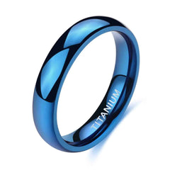 Blue Men Wedding Band Titanium Rings Engagement Rings For Women High Polished Rings - Otaj Gifts