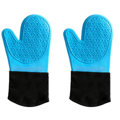 Non-Slip Silicone Oven Mitt Waterproof Heat Resistant Kitchen Gloves Long Cotton Bbq Oven Gloves for Barbecue Cooking Baking - Otaj Gifts