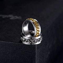 Classic Fashion Titanium Stainless Steel Chain Spinner Rings For Women & Men - Otaj Gifts