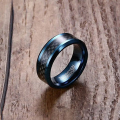 Blue Rings for Men 8mm Carbon Fiber Tungsten - Otaj Gifts