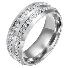 New Trendy Titanium Romantic Couple DIY  Crystal Alliance Engagement Wedding Rings For Men Women Jewelry - Otaj Gifts