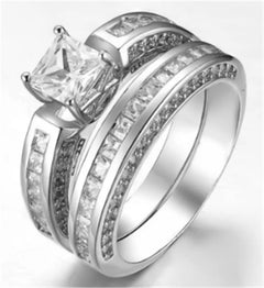 New Trendy Titanium Romantic Couple DIY  Crystal Alliance Engagement Wedding Rings For Men Women Jewelry - Otaj Gifts