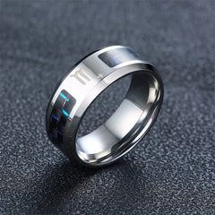 Vnox Twelve Constellations Rings for Men Women 8mm Stainless Steel Anel Male Classic Carbon Fiber 12 Horoscope Ring - Otaj Gifts