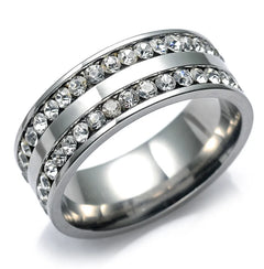 New Trendy Titanium Romantic Couple DIY  Crystal Alliance Engagement Wedding Rings For Men Women Jewelry - Otaj Gifts