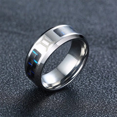 Vnox Twelve Constellations Rings for Men Women 8mm Stainless Steel Anel Male Classic Carbon Fiber 12 Horoscope Ring - Otaj Gifts