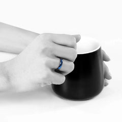 Blue Men Wedding Band Titanium Rings Engagement Rings For Women High Polished Rings - Otaj Gifts