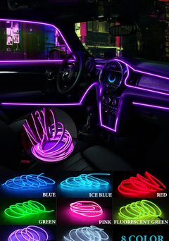 5M purple Car light DIY Car Interior Lighting Flexible Neon With Cigarette usb Drive controller car accessories Car LED 12V - Otaj Gifts