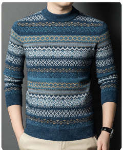 Men's Pullover Thickened Striped Sweaters Bottoming Shirt - Otaj Gifts