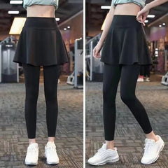 Fake Two-piece Sport Pants Ankle-tied Fitness Pantskirt - Otaj Gifts
