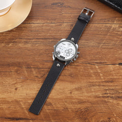 Creative Double Time Zone PU Leather Belt Men's Watches Watch - Otaj Gifts