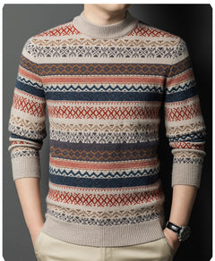 Men's Pullover Thickened Striped Sweaters Bottoming Shirt - Otaj Gifts