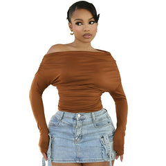 Fashion Solid Color Simple Top Women - Otaj Gifts
