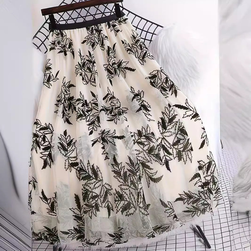 Fashion Personality Flocked Printed Women's Skirt - Otaj Gifts