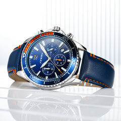 Men's Multi-function Chronograph Sports Luminous Casual Belt Watch - Otaj Gifts