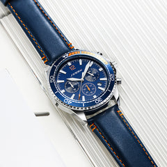 Men's Multi-function Chronograph Sports Luminous Casual Belt Watch - Otaj Gifts