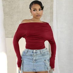 Fashion Solid Color Simple Top Women - Otaj Gifts