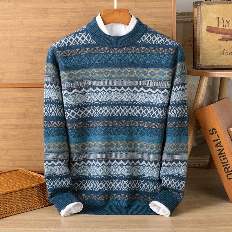 Men's Pullover Thickened Striped Sweaters Bottoming Shirt - Otaj Gifts