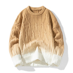 Idle Style Winter Gradient Contrast Round Neck Thickened Men's Sweater - Otaj Gifts