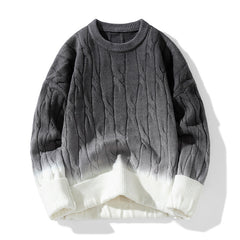 Idle Style Winter Gradient Contrast Round Neck Thickened Men's Sweater - Otaj Gifts