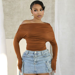Fashion Solid Color Simple Top Women - Otaj Gifts