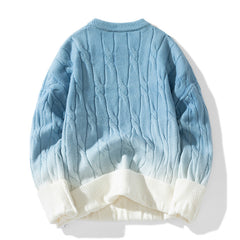 Idle Style Winter Gradient Contrast Round Neck Thickened Men's Sweater - Otaj Gifts