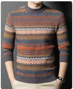 Men's Pullover Thickened Striped Sweaters Bottoming Shirt - Otaj Gifts