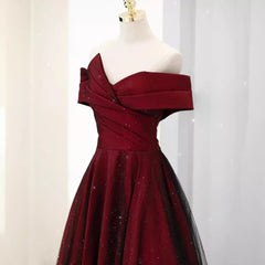 Off-shoulder Red Wedding Dress Plus Size Slimming Engagement Dress - Otaj Gifts