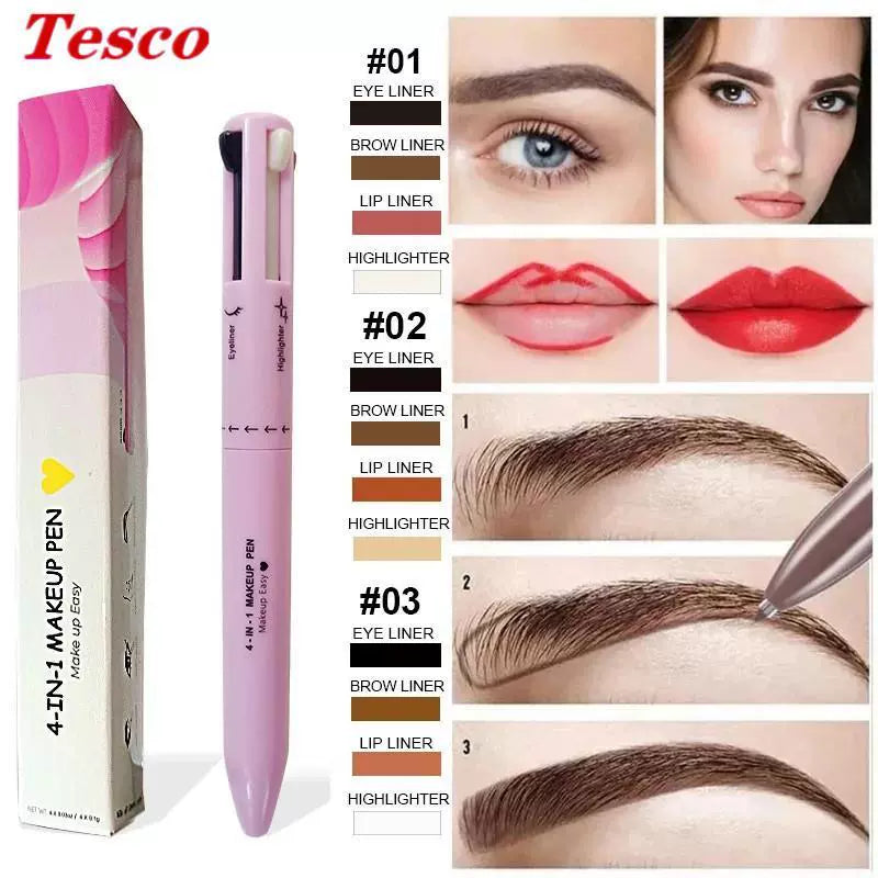 4in1facemakeupeyelinereyebrowlippen Beauty Color Four-in-One Cosmetic Brush - Otaj Gifts