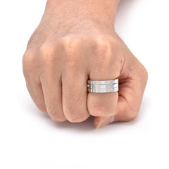 Men's Titanium Steel creative Rotatable Date Calendar 3 Part Anxiety Fidget Spinner Ring - Otaj Gifts